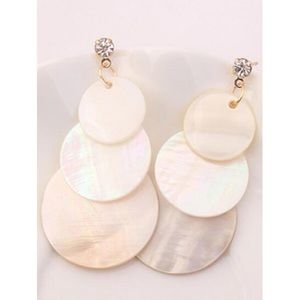 Cream resin circle disc earrings